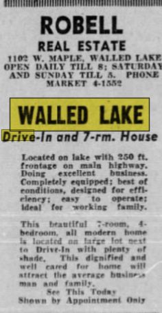 Walled Lake Drive-In Theatre - June 1953 House For Sale W Drive-In (newer photo)